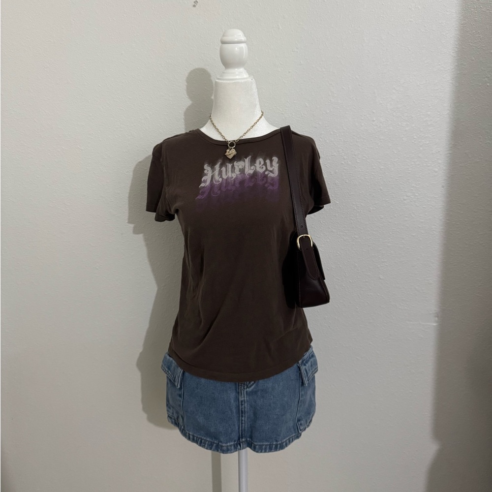 Hurley Brown and Purple Graphic Tee